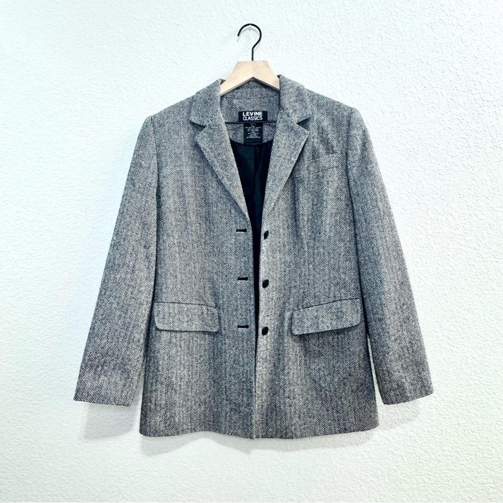 Larry Levine Classics Wool Blend Herringbone Blaz… - image 3